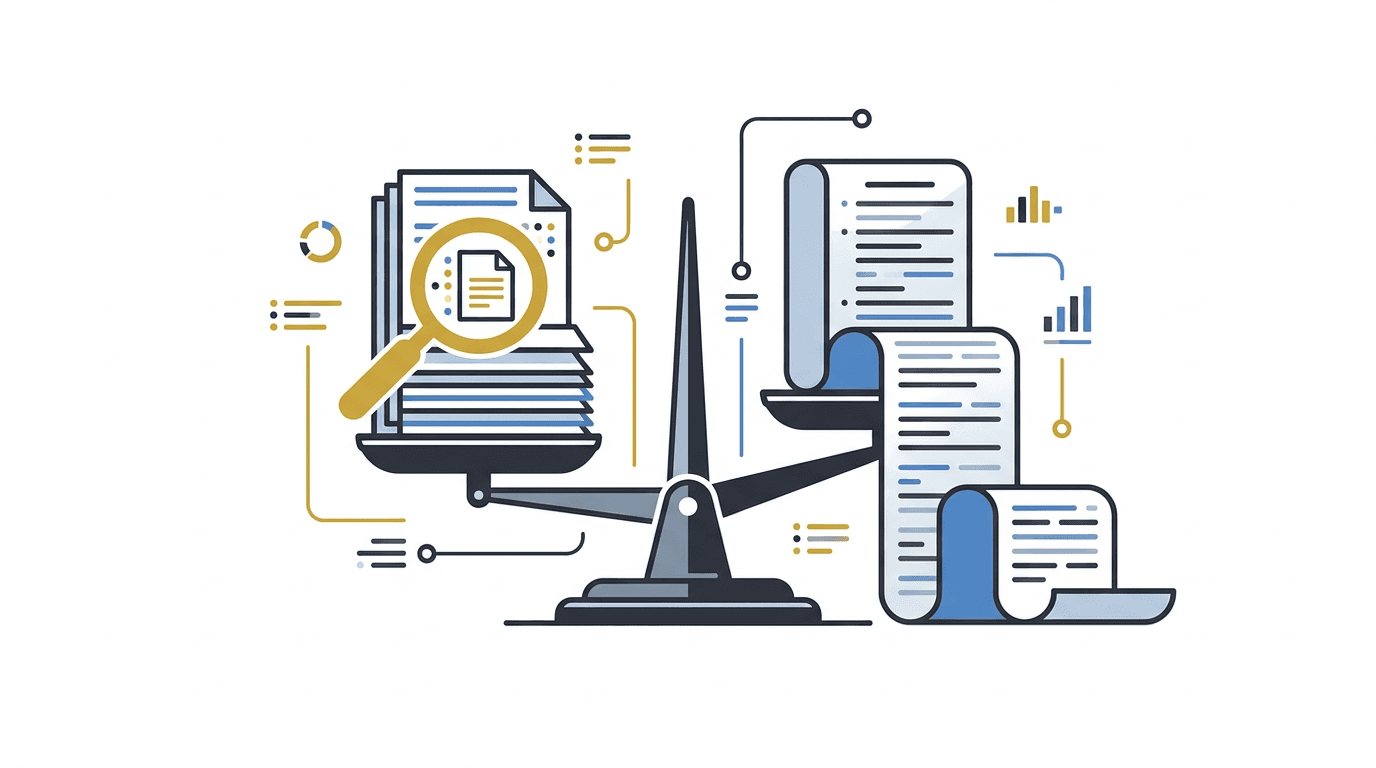 RAGとロングコンテキストの比較を表す天秤のイラスト