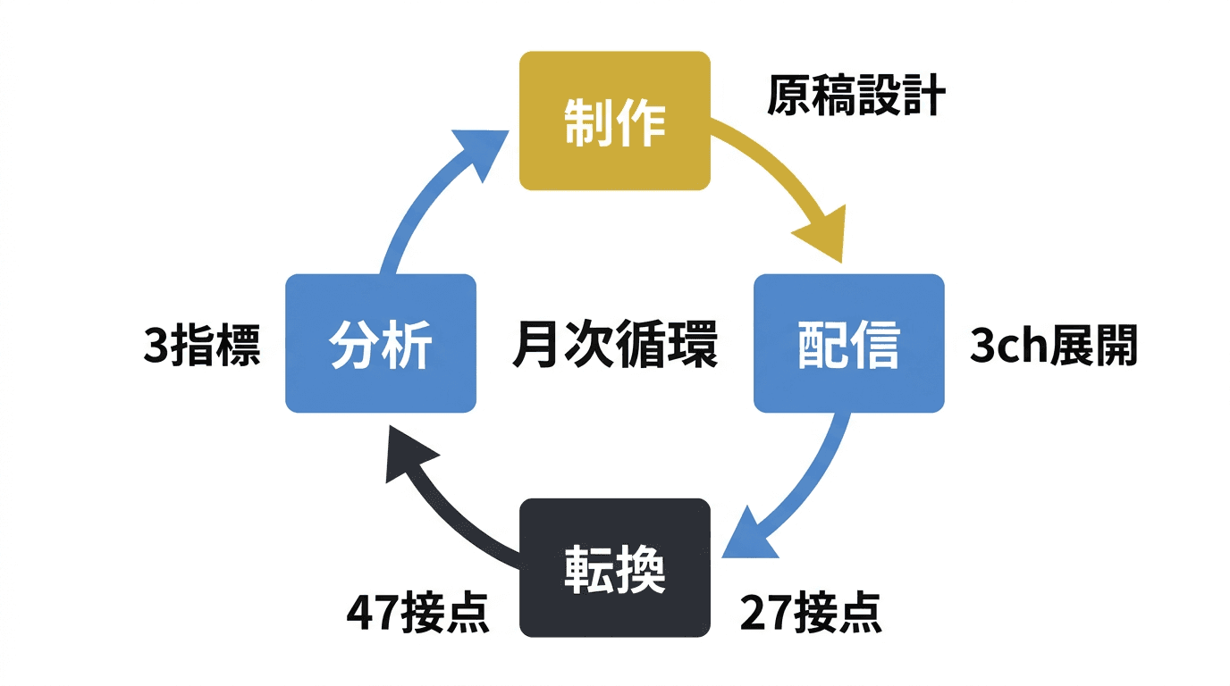 コンテンツライフサイクルの4フェーズサイクル図