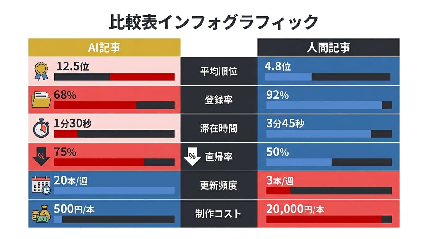 AI記事vs人間記事の品質比較データ