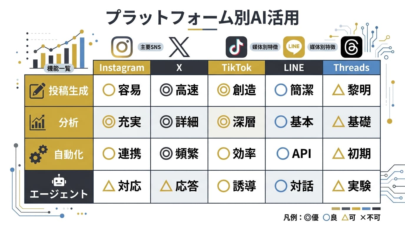 プラットフォーム別AI活用マトリクス