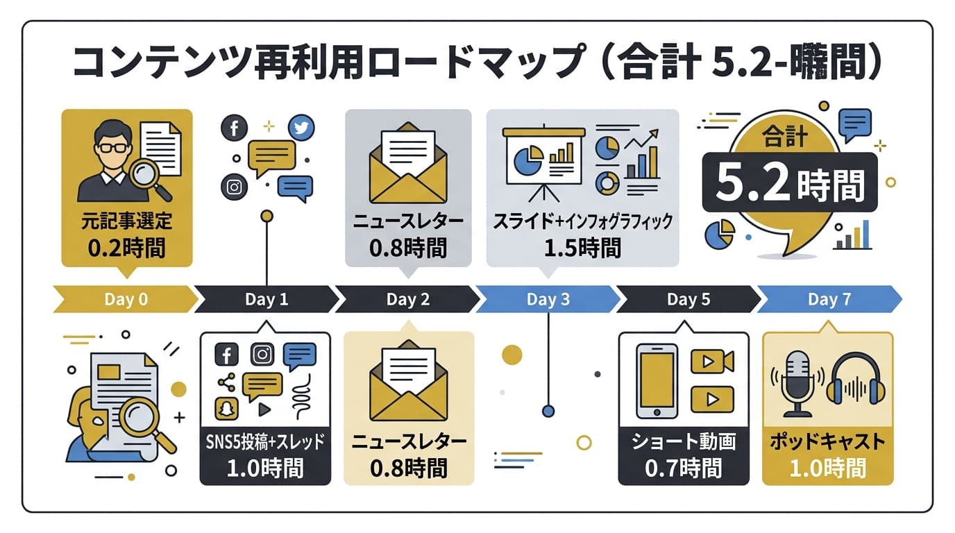 7日間リパーパスワークフローのタイムライン