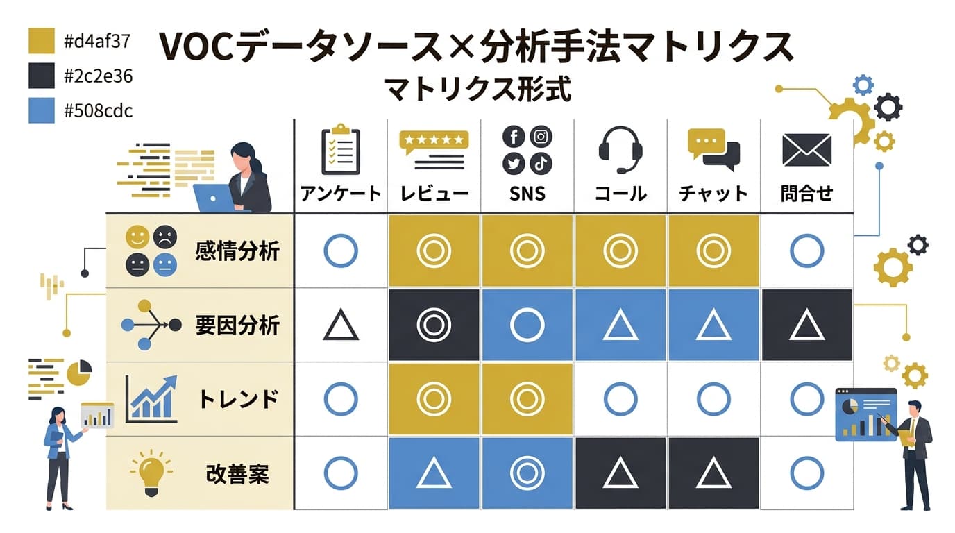 VOCデータソースと分析手法のマトリクス