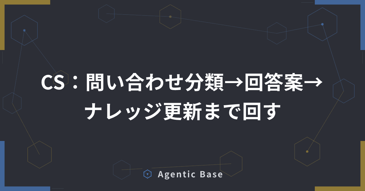 CS:問い合わせ分類→回答案→ナレッジ更新まで回す
