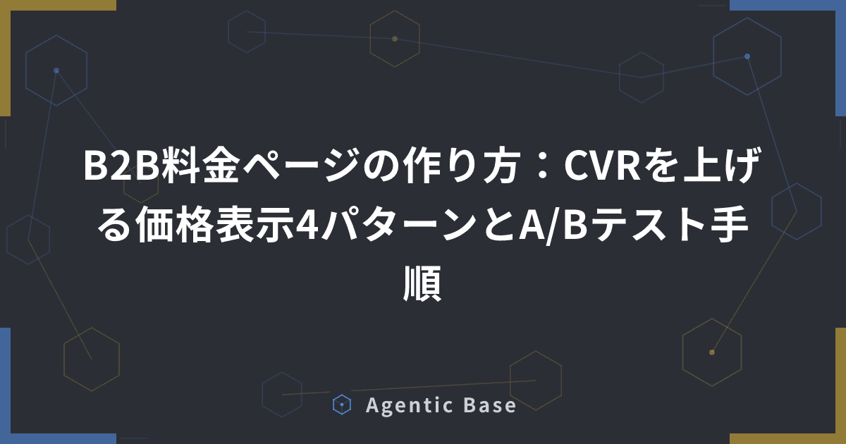 B2B料金ページの作り方:CVRを上げる価格表示4パターンとA/Bテスト手順