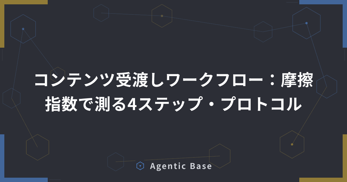 コンテンツ受渡しワークフロー:摩擦指数で測る4ステップ・プロトコル