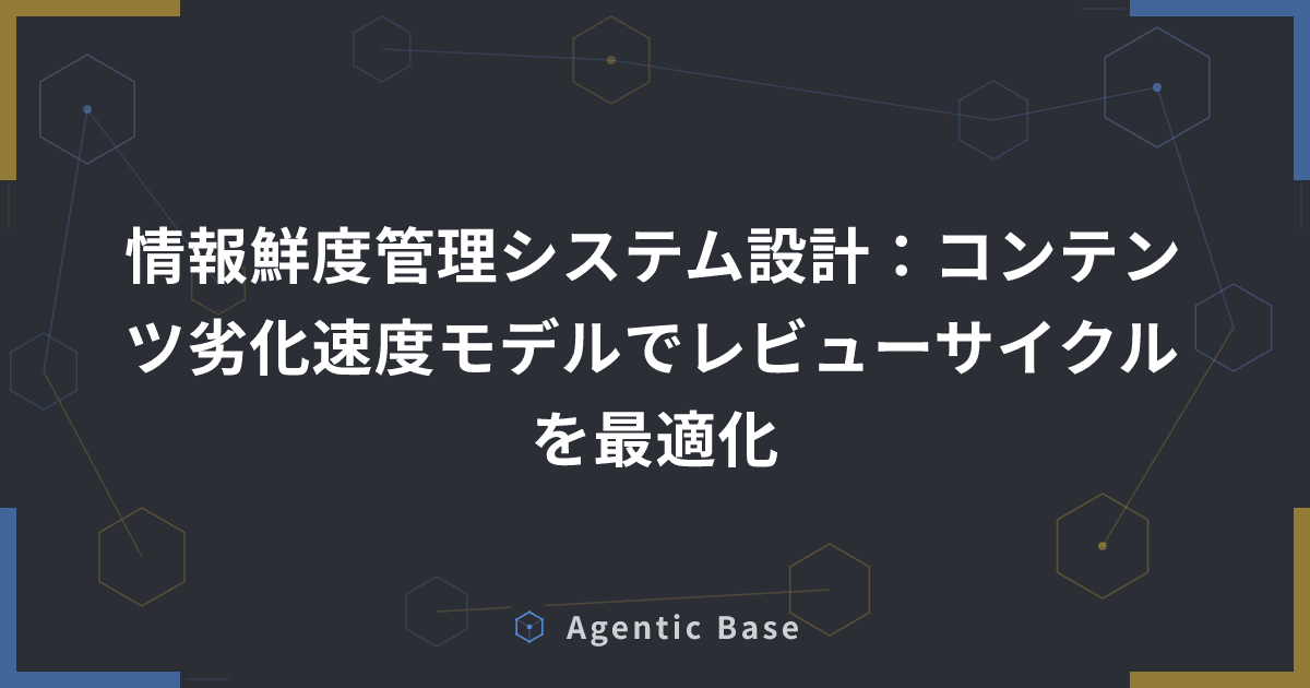 情報鮮度管理システム設計:コンテンツ劣化速度モデルでレビューサイクルを最適化