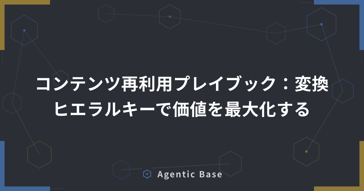 コンテンツ再利用プレイブック:変換ヒエラルキーで価値を最大化する