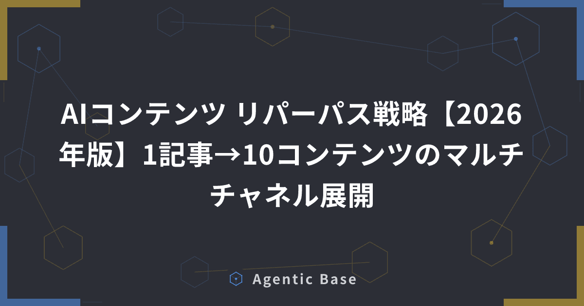 AIコンテンツ リパーパス戦略【2026年版】1記事→10コンテンツのマルチチャネル展開